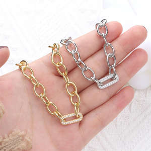 Collar de Cadena Gruesa Personalizada de Plata de Ley 925 con Baño de Oro de 18K, Diseño de Diamantes Estilo Hip Hop para Mujer, Cadena para Clavícula - Product Image 1