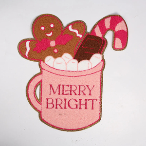 Nouveau design de patchs de Noël à paillettes logo personnalisé pour chapeau grand fer brodé auto-adhésif nœud papillon en chenille - Product Image 4