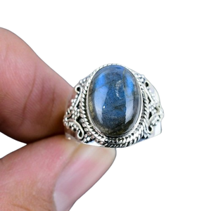 Anillo clásico de estilo bohemio, joyería para mujer, joyería de plata de ley 925, piedra preciosa labradorita, anillo hecho a mano, regalo para el amor - Product Image 1