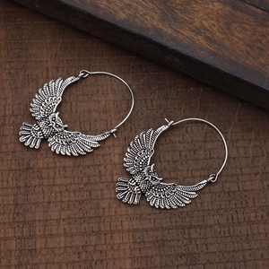 2024 nouveauté 925 argent Sterling hibou conception boucles d'oreilles cerceau ethnique à la mode oiseau accessoires pour femmes filles pour cadeaux de mariage - Product Image 4