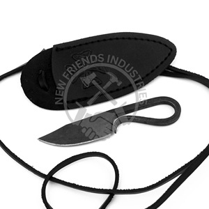 Hand Forged Medieval Pocket Neck <b>Knife</b> Genuine Leather Case Forged Steel Black Antique Finish Heavy Duty Sharp Modern Outdoor - Product Image 4