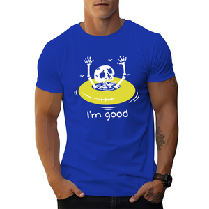 Ropa informal de tela Unisex 100% de algodón tejido gráfico impreso camisetas diseños personalizados teñido liso para hombres - Product Image 2