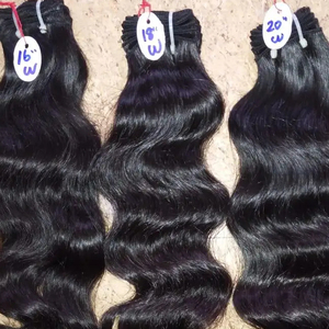 Extensiones de cabello humano Remy virgen ondulado del cuerpo sedoso trama suave India peruana cruda sin procesar 8 pulgadas de longitud trama Doble - Product Image 3