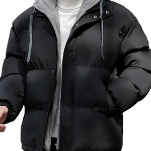Chaqueta acolchada con capucha impermeable cálida negra de estilo de moda personalizada para hombre, chaqueta acolchada de invierno al por mayor - Product Image 1
