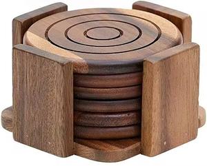 Posavasos de resina de madera epoxi redondo cuadrado personalizado de alta calidad al por mayor taza de bebida de diseño redondo cuadrado taza de té de pino epoxi de cristal - Product Image 2