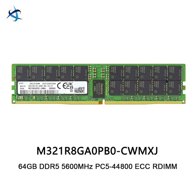 M321R8GA0PB0-CWMXJ 64GB DDR5 5600MHz RDIMM Dual Rank X4 ECC Server Memory Module for Enterprise Data Center Virtualization HPC