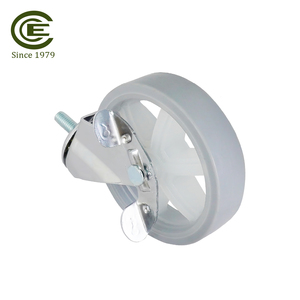 Rueda Giratoria de Acero Gris de 4 Pulgadas con Freno, Vástago Roscado de 3/8, Ruedas Silenciosas y Suaves para Uso en Almacenes y Supermercados - Product Image 3