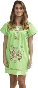 Minivestido mexicano para mujer con aspecto de vacaciones, ropa Vintage bordada con cuello redondo étnico para mujer - Product Image 4