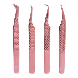High Quality Manicure Eyelash Tweezers Curved Tips <b>Lash</b> <b>Extension</b> Tweezers Set 4 Pieces Eyelash Caring Tweezers - Product Image 2