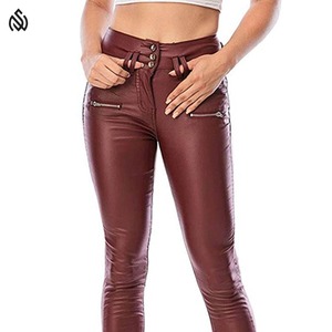 Pantalones de cuero de alta calidad hechos a medida al por mayor señoras puro para damas Color mujer ropa mujer Casual OEM servicio tejido - Product Image 5
