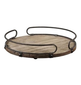 Design attrayant plateau de service alimentaire du ramadan qualité exclusive plateau en bois de grande taille avec poignée en acier inoxydable à bon prix - Product Image 4