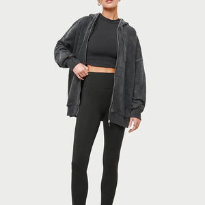 Conjunto de ropa de calle de gran tamaño de invierno personalizado OEM Vintage Acid Gym Hoodie y Joggers con logotipo frontal para mujeres - Product Image 3