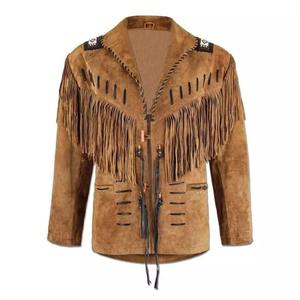 Chaqueta de cuero de ante de vaquero de invierno para hombre con flecos estilo elegante y acogedor - Product Image 2