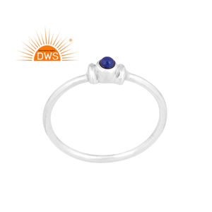 Anillo apilable de piedras preciosas de lapislázuli natural de plata de ley fina de la mejor calidad, fabricante de joyería personalizada - Product Image 1