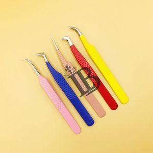 Pince à épiler en gros, pince à épiler en vison incurvée, marque privée, pince à épiler longue pour extensions de cils, volume, acier inoxydable avec pointe en fibre pointue - Product Image 6