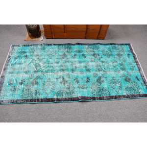 Alfombra Turca Vintage de 3.1x6.3 pies, Alfombra Decorativa, Alfombra de Lana Azul - Product Image 3