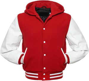 Custom <b>Men's</b> Vintage Wool Chenille Varsity <b>Jacket</b> Light Fleece Hood Embroidered Letterman Baseball Design Winter Pattern - Product Image 5