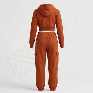 ชุดเซ็ตเสื้อฮู้ดครอปแบบซิป สไตล์วินเทจ ลวดลายย้อมสีแบบแอซิด พร้อมกางเกงขายาวทรงจ็อกเกอร์  ผ้าหนา  สามารถปรับแต่งสีได้ - Product Image 2