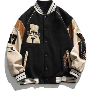 Chaqueta Bomber de lana para hombre para estudiantes universitarios de secundaria de moda de algodón polar Chenille bordado soporte de imitación - Product Image 1