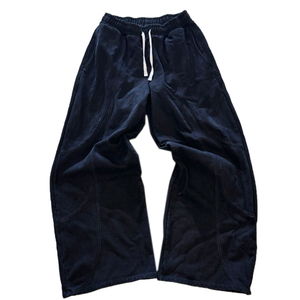 Pantalones de chándal acampanados holgados desgastados para hombre, ropa de calle pesada de algodón con cordón lavado con ácido, hechos a medida 2025 - Product Image 3