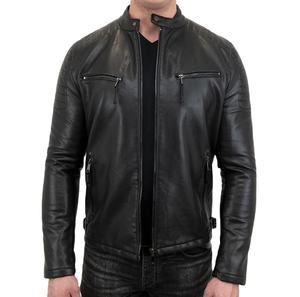 Blouson en cuir haut de gamme 100 % cuir véritable, imperméable, coupe-vent, respirant, avec doublure matelassée, col montant, manches longues, collection hiver 2026 - Product Image 1