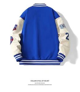 Blouson bombardier de baseball pour hommes blouson d'hiver à col montant en cuir vierge avec broderie d'appliques veste d'hiver pour garçons vente en gros - Product Image 5