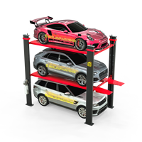 Élévateur de stationnement automobile économique à quatre poteaux et 3 niveaux, à commande hydraulique, certifié CE, pour stockage en entrepôt de véhicules
