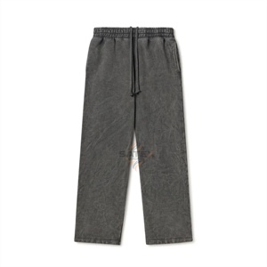 Pantalons de survêtement pour hommes en molleton délavé à l'acide, personnalisés, vintage, lourds, en molleton français, écologiques, respirants, broderie, streetwear - Product Image 1
