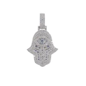 Pendentif main de Hamsa en moissanite, serti de diamants VVS couleur D, collier de protection spirituelle, argent 925, micro-pavé, personnalisable, OEM, ODM, vente en gros - Product Image 1