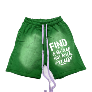 Nuevos pantalones cortos personalizados de tela cómodos para hombres con sol desteñido con cordón de serigrafía, pantalones cortos para hombres a buen precio - Product Image 5