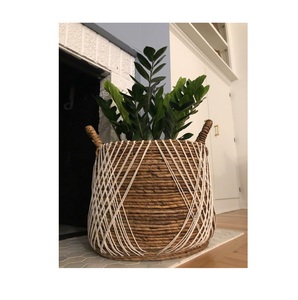 Classic rattan planter handmade eco friendly durable basket perfect for displaying <b>herbs</b> flowers or ornamental houseplants - Product Image 4
