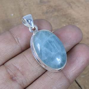 Pendentif en aquamarine fait main, bijoux en argent sterling 925, pierre précieuse, collier élégant pour femmes, vente en gros - Product Image 4