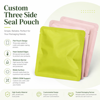 Sachet d'emballage plastique imprimé sur mesure à trois soudures latérales, qualité alimentaire, plat, pour suppléments de protéines en poudre