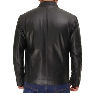 Custom <b>Retro</b> Classic Blue <b>Leather</b> Racing <b>Jacket</b> for Men Casual Winter Oem Logo Patch Design Motorcycle <b>Jacket</b> - Product Image 2