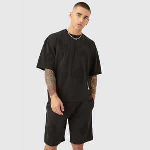 Ropa de verano para hombre, Conjunto de camiseta y pantalones cortos con apliques de corazón, conjunto doble de alta calidad, conjunto de gimnasio transpirable - Product Image 1