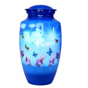 Urna de cremación multicolor impresa moderna de alta calidad, contenedor conmemorativo, tarro de urna de Metal conmemorativo, precio al por mayor - Product Image 3