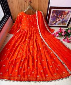 Anarkali Designer Party Wear New Look Soie Brodée Pierre Travail Indien Dames Porter Fabrication Pleine Longueur Patiyala Cousu Ethnique - Product Image 4