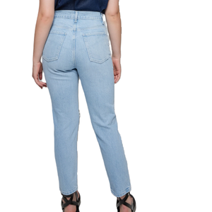 Estilo occidental de fábrica de Bangladesh pierna delgada azul lavado mujeres estiramiento Cargo Denim Premium pantalones de talla grande pantalones vaqueros de mujer - Product Image 2