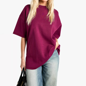 Venta al por mayor peso pesado 100% algodón mujeres camiseta de gran tamaño de alta calidad 300GSM personalizado DTF impreso logotipo camisetas de las mujeres - Product Image 2