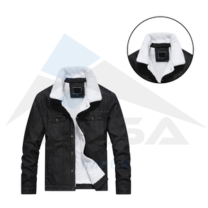 Vestes en jean en gros pour hommes, grande poche, couleur unie, décontractée, belle veste de travail pour hommes, veste en jean - Product Image 4