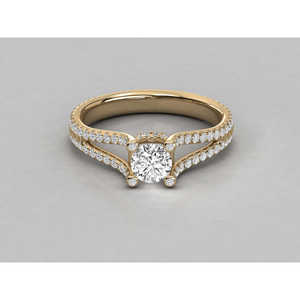 Anillo de compromiso de oro de 9K con diamante solitario cultivado en laboratorio, brillo brillante, claridad VS, certificado IGI, oro amarillo con tecnología de incrustación de 10K - Product Image 2