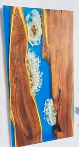 Living Room Luxury Handcrafted Epoxy Resin Rectangle Modern Waterproof Dining Table Acacia Wood Top Customizable Wedding <b>Gift</b> - Product Image 3