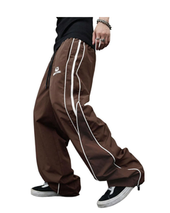 Pantalon baggy pour hommes Y2K Pantalon de survêtement cargo surdimensionné unisexe Poches Passepoil contrasté Cordon de serrage Plat devant Style tendance pour hommes - Product Image 1