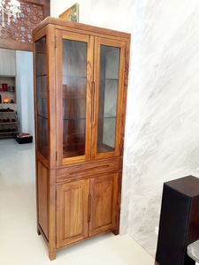 Magnífico armario lateral clásico de madera de teca con laterales de cristal para sala de estar, cocina, restaurante y comedor - Product Image 3