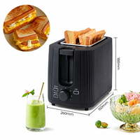 Grille-pain électrique compact 2 tranches avec 7 niveaux de dorure, fonction réchauffage et décongélation, idéal pour hôtels et cafés (vente en gros)
