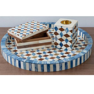 Nouveau design de luxe, plateau en bois incrusté d'os, plateaux de service écologiques de haute qualité, élégants et décoratifs en provenance d'Inde - Product Image 4