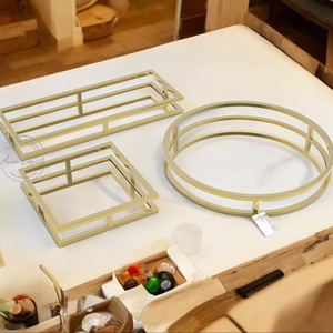 Luxury Gold Metal Decorative Serving Tray Set Modern Geometric Shapes Sleek Finish Stylish Organizer for <b>Coffee</b> <b>Table</b> Decor - Product Image 1