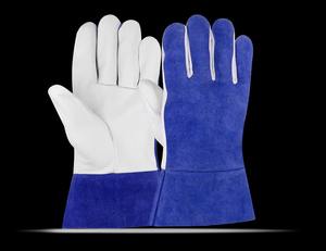 ถุงมือนิรภัยอุตสาหกรรมหนังวัวลายหนังแพะแยกเป็นชิ้นพร้อมซับในป้องกันอย่างดีสำหรับการเชื่อมทิค - Product Image 2