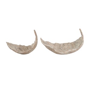Ensemble de 2 bols décoratifs en bois à feuilles courbes, élégant accent de table pour la décoration de la maison et l'affichage des repas, fabriqué à la main en Inde - Product Image 5