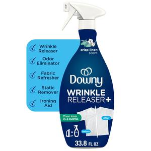 Downy Wrinkle Releaser Spray, Fabric Refreshing and Odor Eliminating, Crisp Linen, Fresh <b>Scent</b>, 33.8 fl oz - Product Image 5